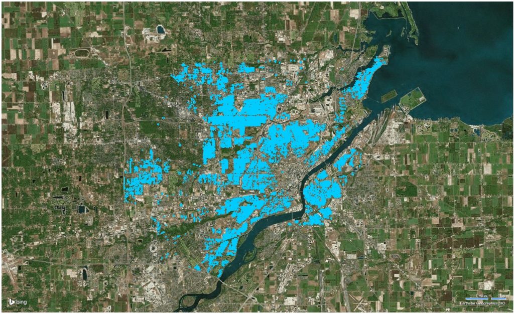 Lead based paint indoor health hazard data in Toledo, Ohio